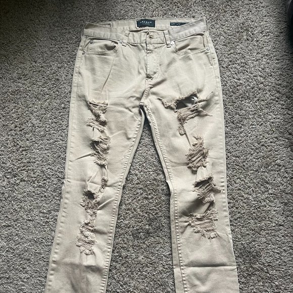 Men's Skinny Distressed Khaki Pants - Picture 1 of 5